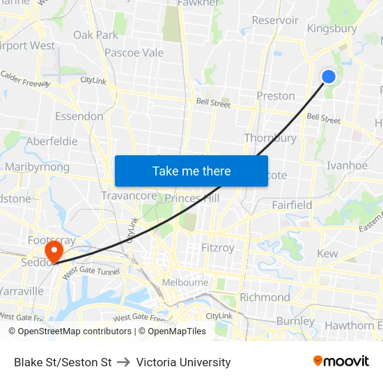 Blake St/Seston St to Victoria University map