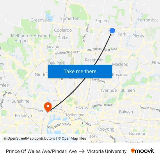 Prince Of Wales Ave/Pindari Ave to Victoria University map
