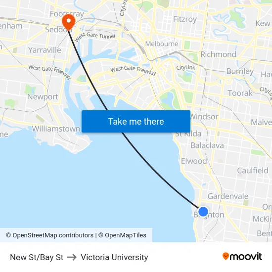 New St/Bay St to Victoria University map