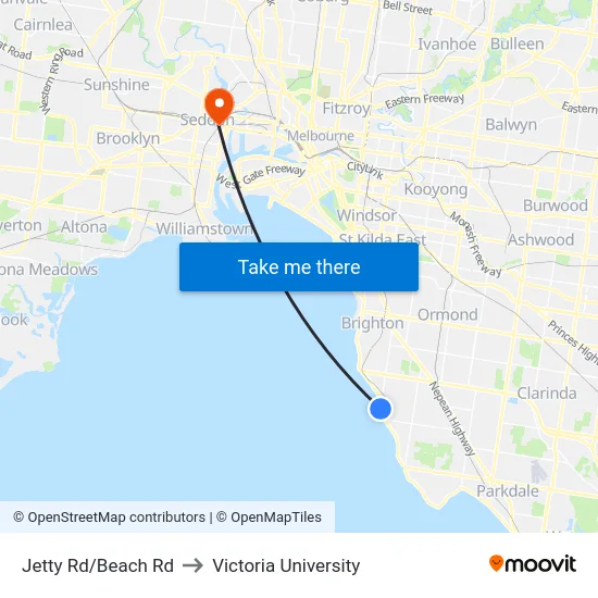 Jetty Rd/Beach Rd to Victoria University map