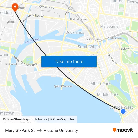 Mary St/Park St to Victoria University map