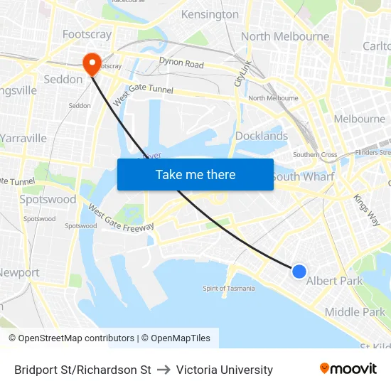 Bridport St/Richardson St to Victoria University map