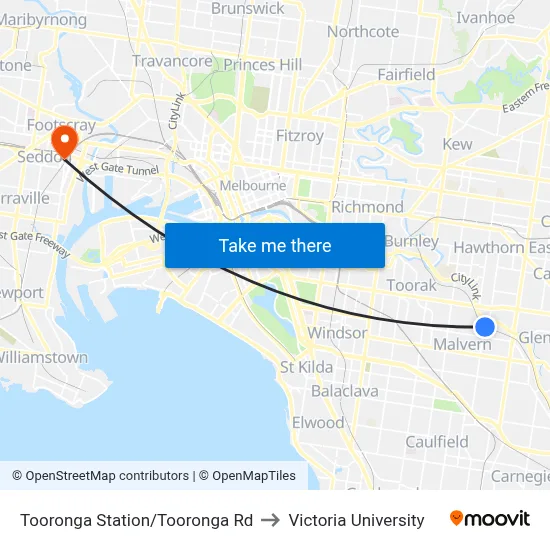 Tooronga Station/Tooronga Rd to Victoria University map