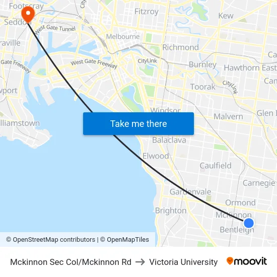 Mckinnon Sec Col/Mckinnon Rd to Victoria University map
