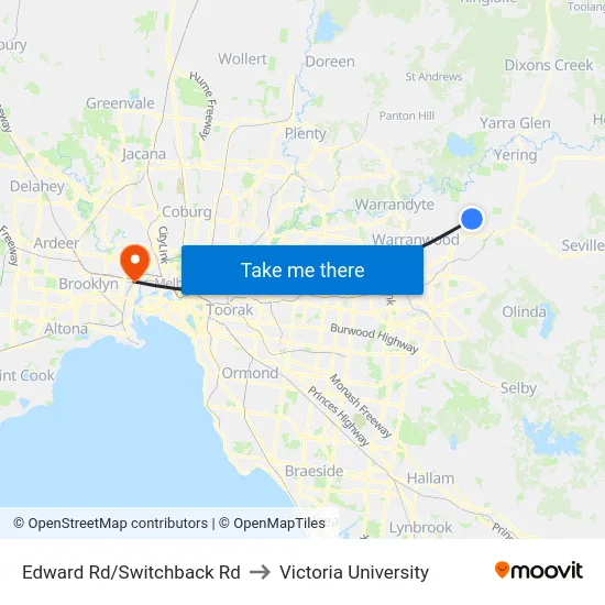 Edward Rd/Switchback Rd to Victoria University map