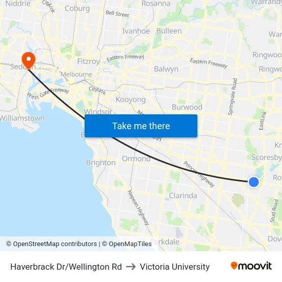 Haverbrack Dr/Wellington Rd to Victoria University map