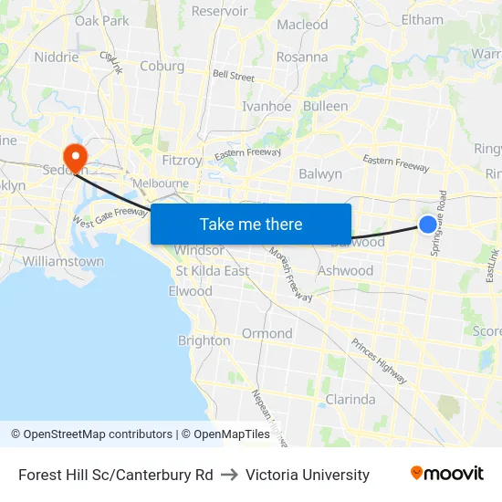 Forest Hill Sc/Canterbury Rd to Victoria University map
