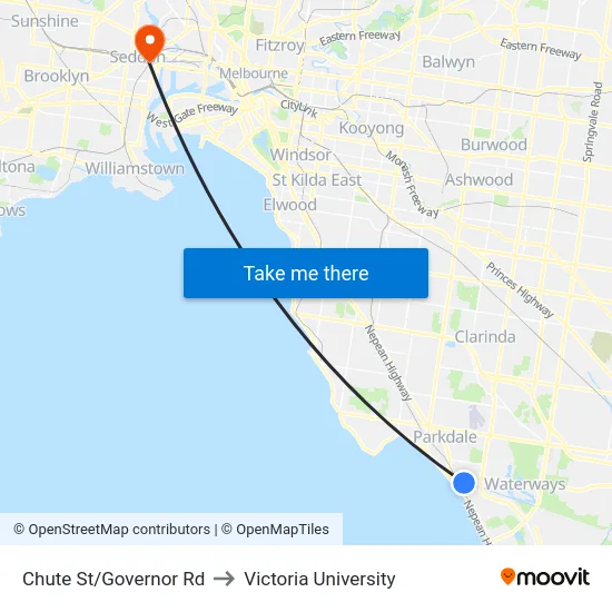 Chute St/Governor Rd to Victoria University map