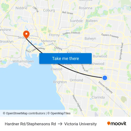 Hardner Rd/Stephensons Rd to Victoria University map
