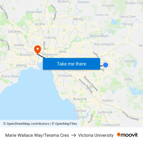 Marie Wallace Way/Terama Cres to Victoria University map