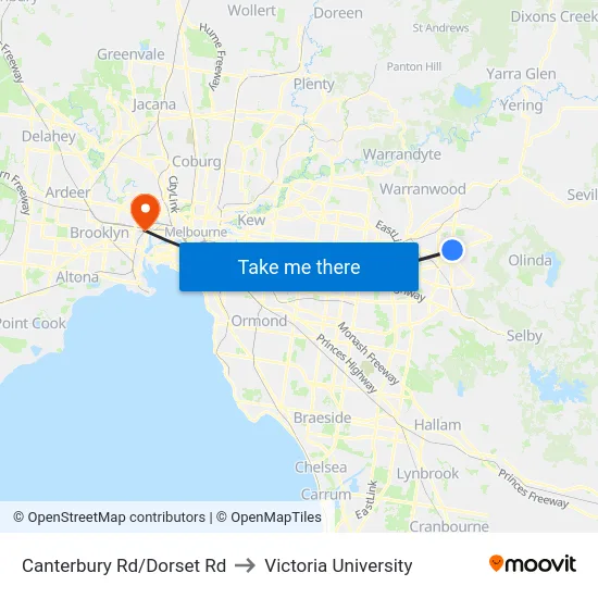 Canterbury Rd/Dorset Rd to Victoria University map