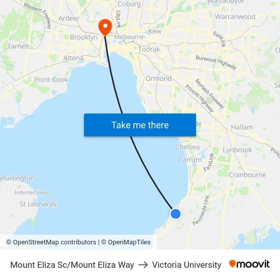 Mount Eliza Sc/Mount Eliza Way to Victoria University map
