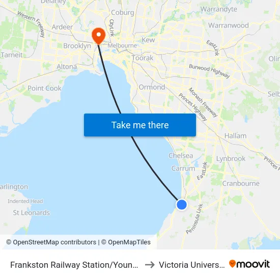 Frankston Railway Station/Young St to Victoria University map