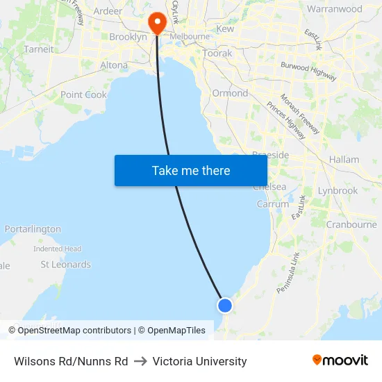 Wilsons Rd/Nunns Rd to Victoria University map