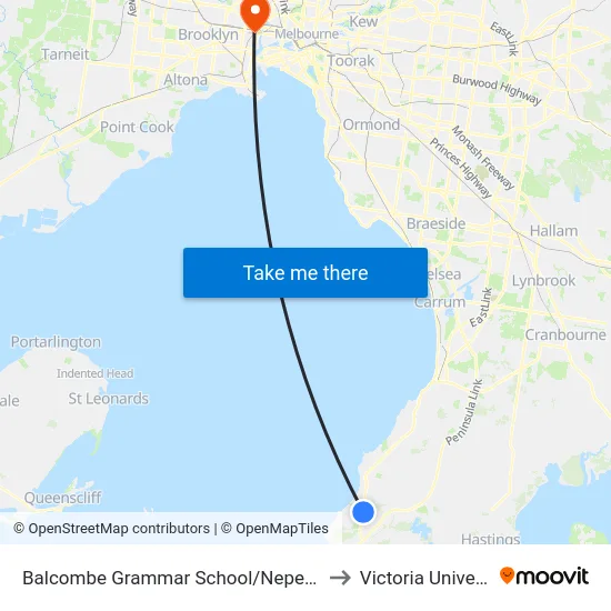 Balcombe Grammar School/Nepean Hwy to Victoria University map