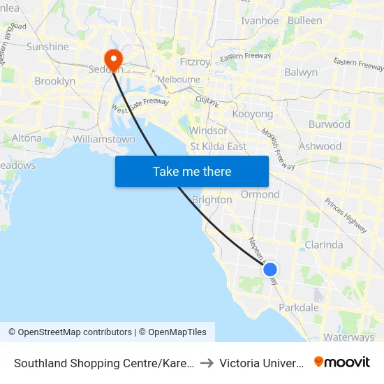 Southland Shopping Centre/Karen St to Victoria University map