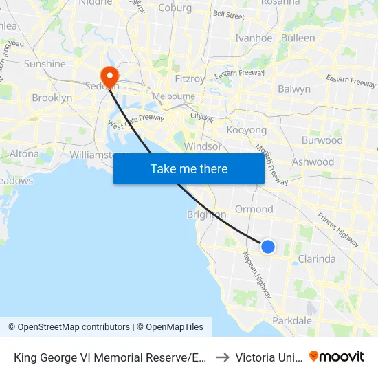 King George VI Memorial Reserve/East Boundary Rd to Victoria University map