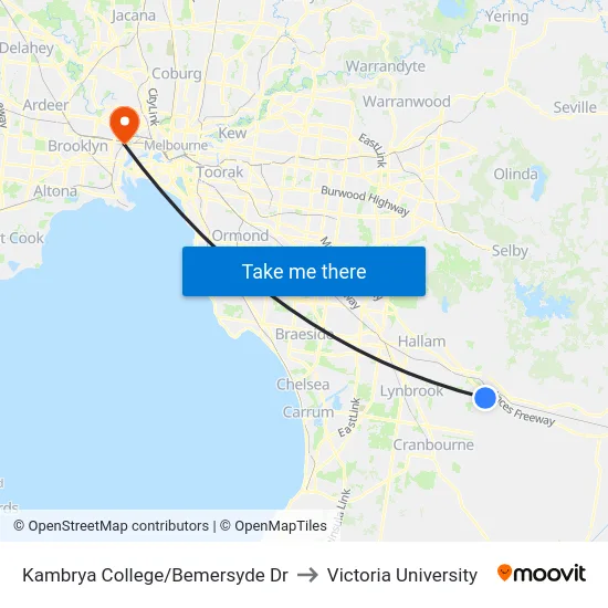 Kambrya College/Bemersyde Dr to Victoria University map