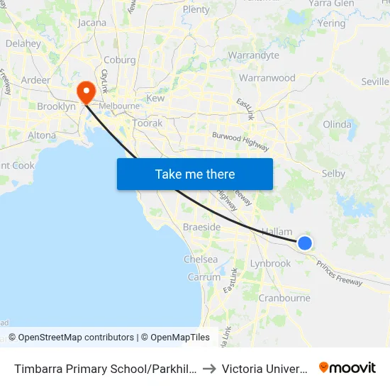 Timbarra Primary School/Parkhill Dr to Victoria University map