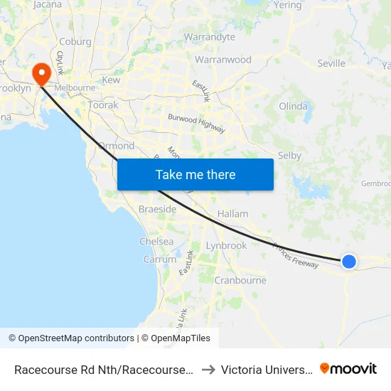 Racecourse Rd Nth/Racecourse Rd to Victoria University map