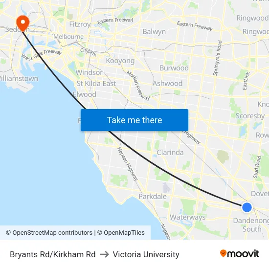 Bryants Rd/Kirkham Rd to Victoria University map