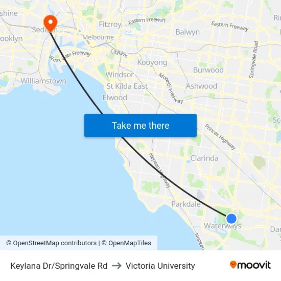 Keylana Dr/Springvale Rd to Victoria University map