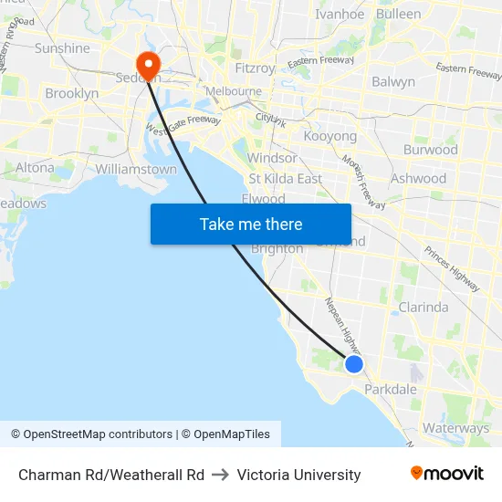 Charman Rd/Weatherall Rd to Victoria University map