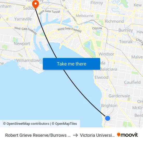 Robert Grieve Reserve/Burrows St to Victoria University map