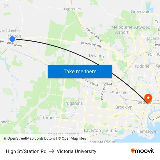 High St/Station Rd to Victoria University map
