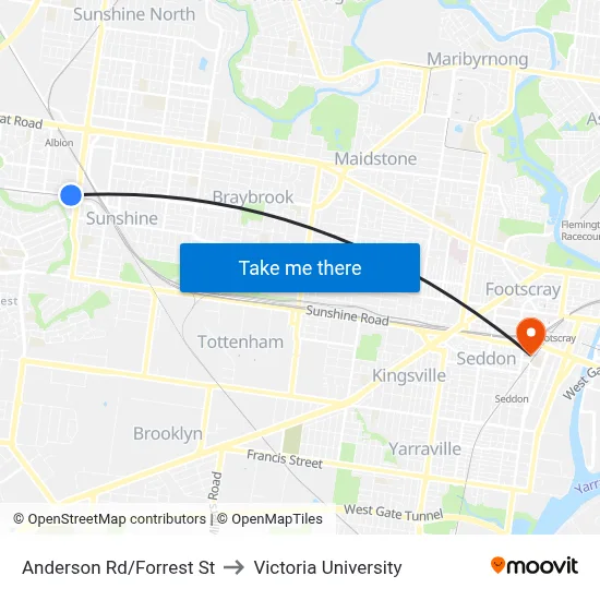 Anderson Rd/Forrest St to Victoria University map