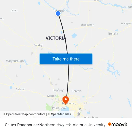 Caltex Roadhouse/Northern Hwy to Victoria University map