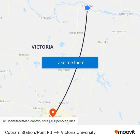 Cobram Station/Punt Rd to Victoria University map