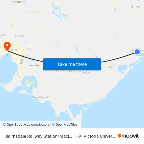 Bairnsdale Railway Station/Macleod St to Victoria University map
