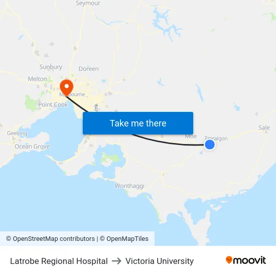 Latrobe Regional Hospital to Victoria University map
