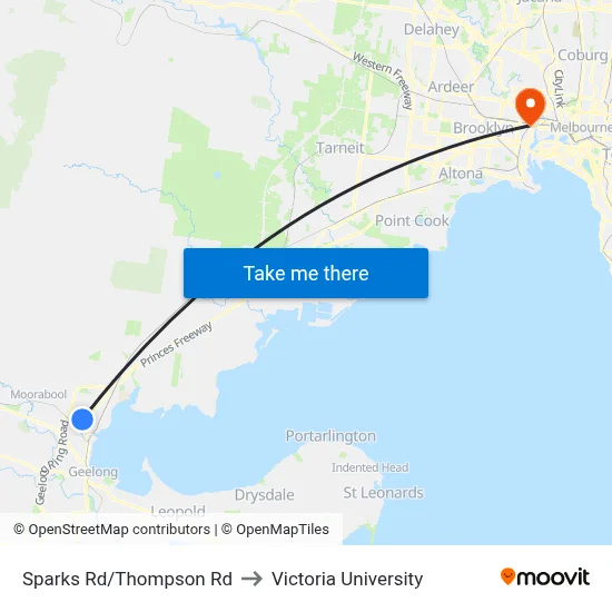 Sparks Rd/Thompson Rd to Victoria University map