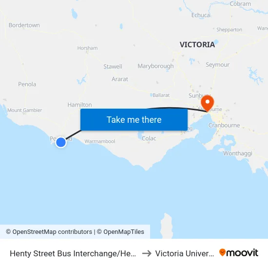 Henty Street Bus Interchange/Henty St to Victoria University map