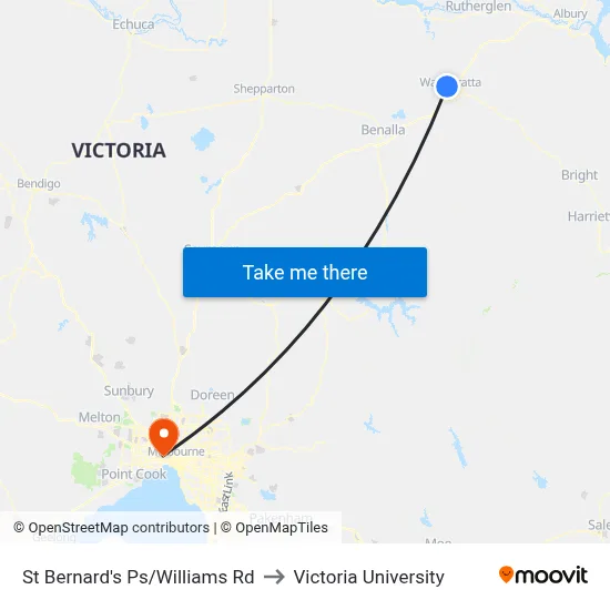 St Bernard's Ps/Williams Rd to Victoria University map