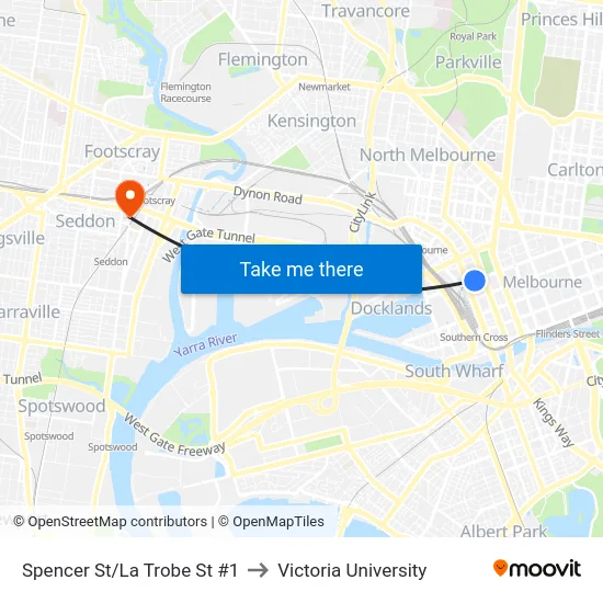 Spencer St/La Trobe St #1 to Victoria University map