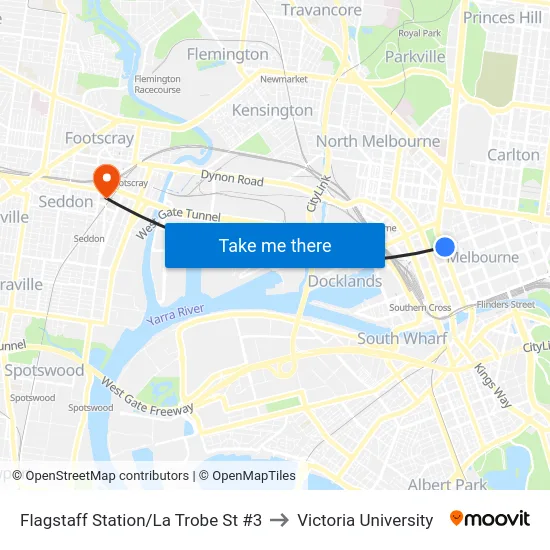 Flagstaff Station/La Trobe St  #3 to Victoria University map