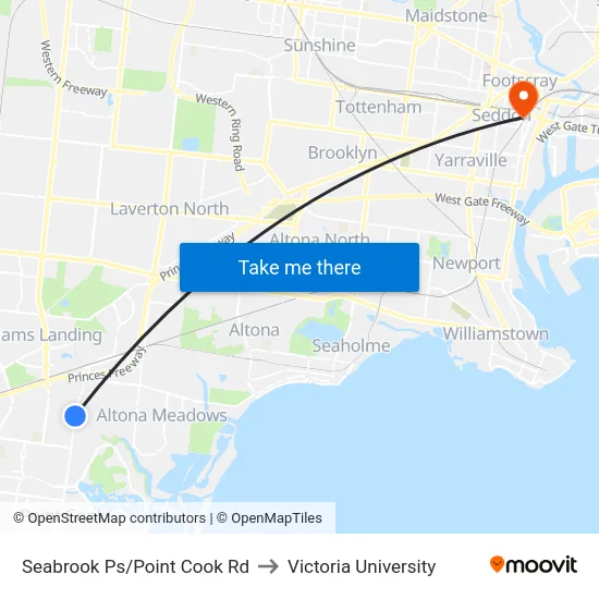 Seabrook Ps/Point Cook Rd to Victoria University map