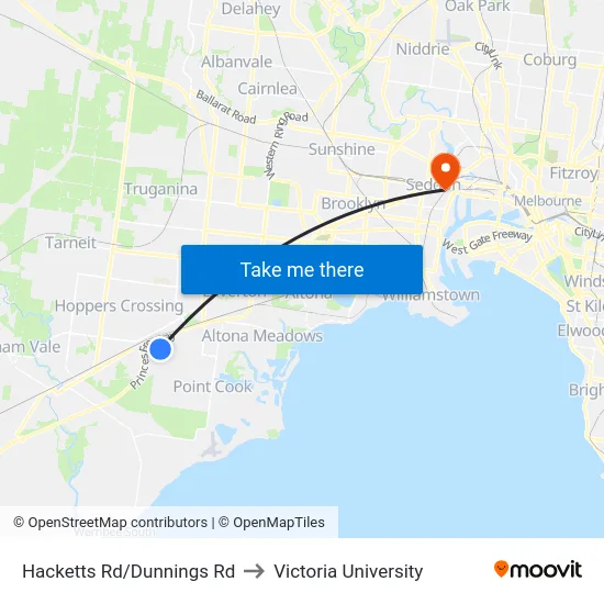 Hacketts Rd/Dunnings Rd to Victoria University map