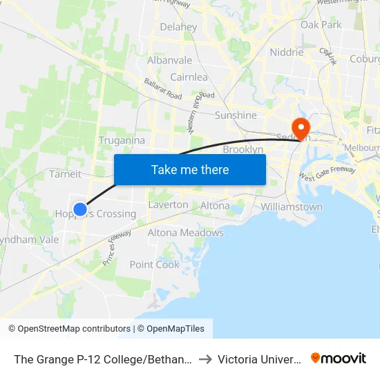 The Grange P-12 College/Bethany Rd to Victoria University map