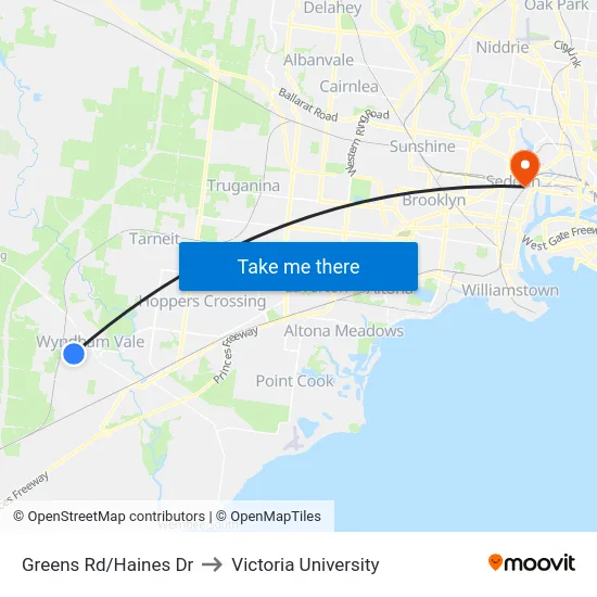 Greens Rd/Haines Dr to Victoria University map