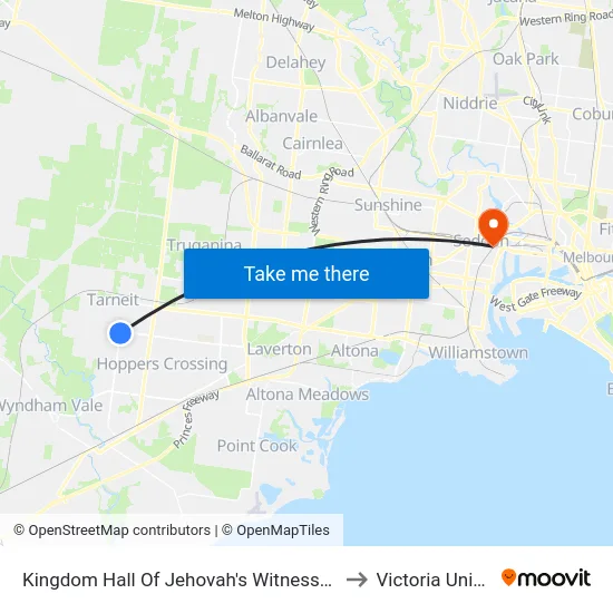 Kingdom Hall Of Jehovah's Witnesses/Tarneit Rd to Victoria University map