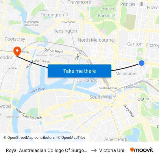 Royal Australasian College Of Surgeons/Victoria Pde to Victoria University map
