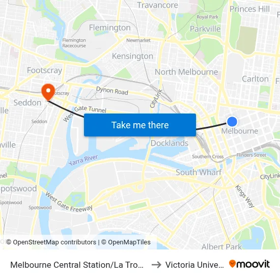 Melbourne Central Station/La Trobe St  #5 to Victoria University map