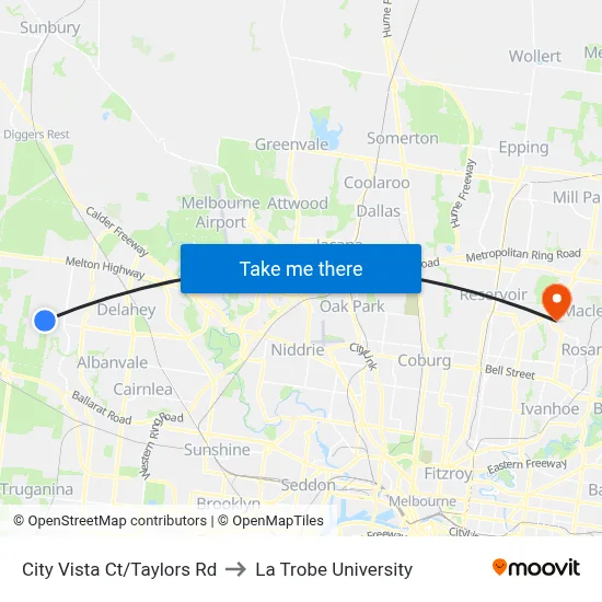 City Vista Ct/Taylors Rd to La Trobe University map