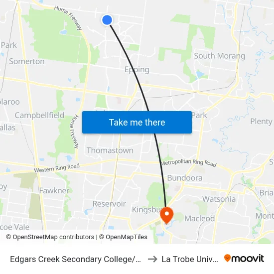 Edgars Creek Secondary College/Edgars Rd to La Trobe University map