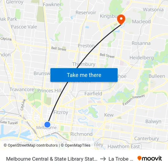 Melbourne Central & State Library Stations/La Trobe St (Melb... #6 to La Trobe University map
