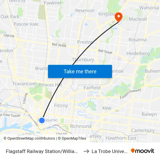 Flagstaff Railway Station/William St #7 to La Trobe University map